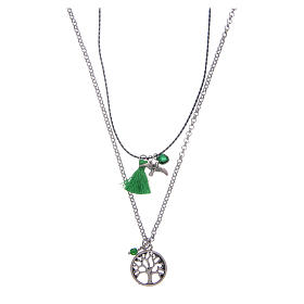 Collier avec arbre de la vie gland vert