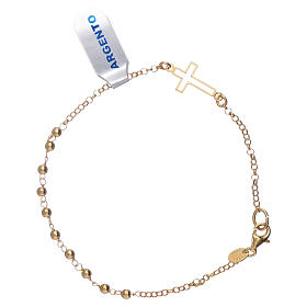 Interlock cross bracelet with one decade, gold plated silver