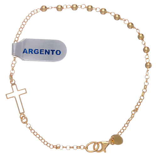 Interlock cross bracelet with one decade, gold plated silver 1
