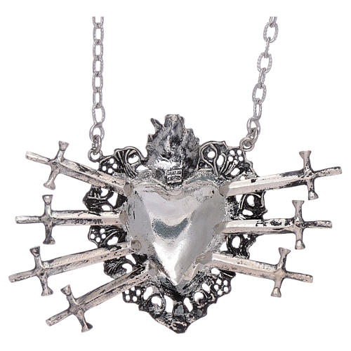 Choker in 925 sterling silver with votive heart and seven swords drilled
