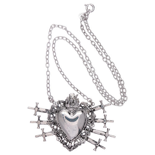 Choker in 925 sterling silver with votive heart and seven swords drilled 3