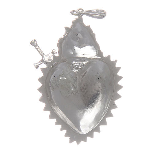 Pendentif coeur ex-voto avec épée argent 925 2