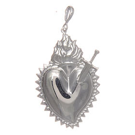 Ciondolo cuore votivo con spada argento 925