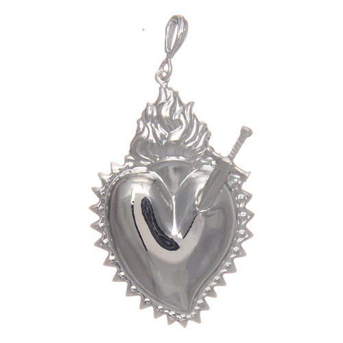 Pendant in 925 sterling silver with votive heart and sword 1