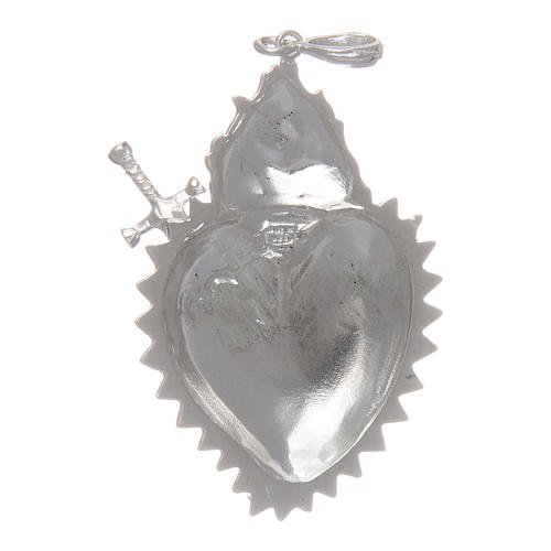 Pendant in 925 sterling silver with votive heart and sword 2