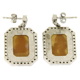 Earrings in 925 sterling silver with white zircons and cameo