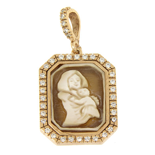 Pendant in 925 sterling silver with Our Lady of Ferruzzi in cameo and white zircons 1