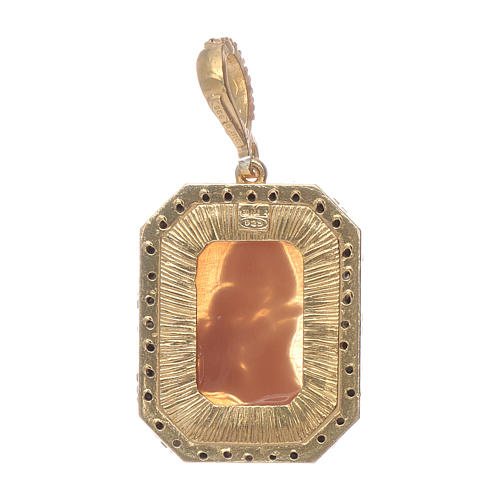 Pendant in 925 sterling silver with Our Lady of Ferruzzi in cameo and black zircons finished in gold 2