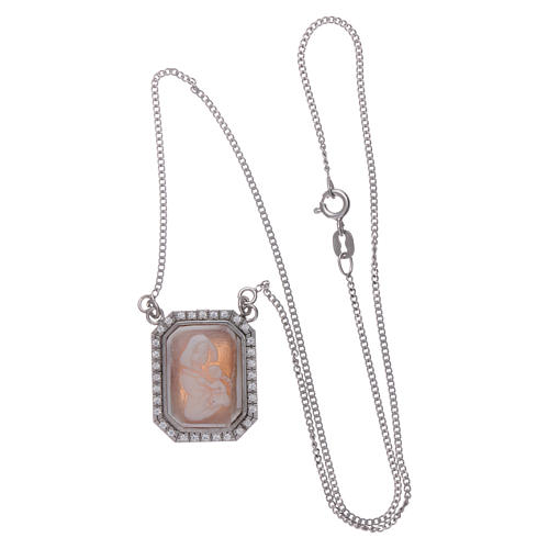 Choker in 925 sterling silver with Our Lady of Ferruzzi in cameo and white zircons 3