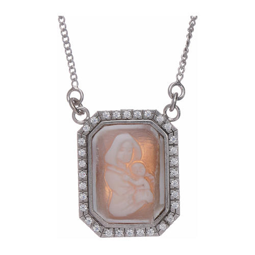 Choker in 925 sterling silver with Our Lady of Ferruzzi in cameo and white zircons 1