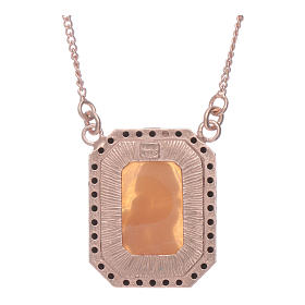Girocollo in argento 925 con Madonna di Ferruzzi in cammeo e zirconi neri finitura rosé