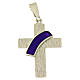 Deacon cross pendant in 925 silver and purple enamel s1