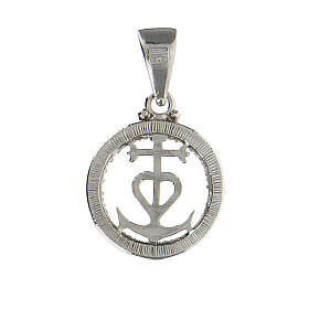 Medaglietta in argento 925 e zirconi simbolo fede speranza e carità