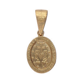 Our Lady of Miracles pendant in 925 sterling silver coloured in gold with white zircons
