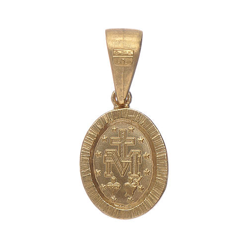 Our Lady of Miracles pendant in 925 sterling silver coloured in gold with white zircons 2