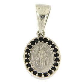 Our Lady of Miracles pendant in 925 sterling silver with black zircons