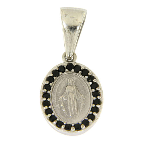 Our Lady of Miracles pendant in 925 sterling silver with black zircons 1