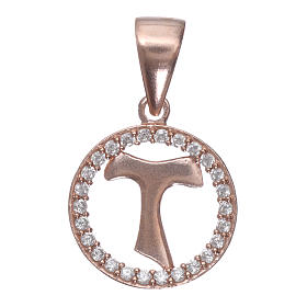 925 sterling silver medal with white zircons and Tau symbol