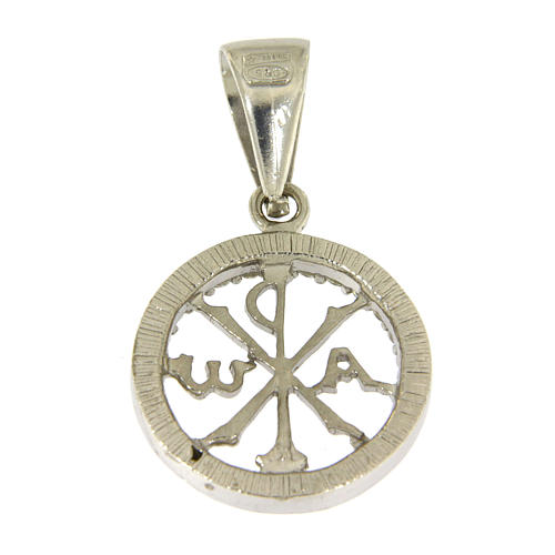 Médaille en argent 925 zircons blancs et symbole Chi-Rho 2