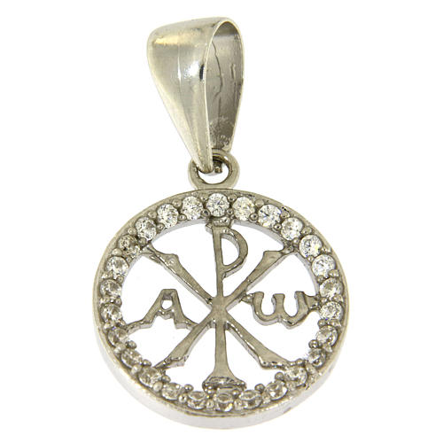 Medaglietta in argento 925 zirconi bianchi e simbolo Pax 1