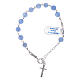 Bracelet perles 6 mm agate satinée bleu détails et croix argent 925 s2