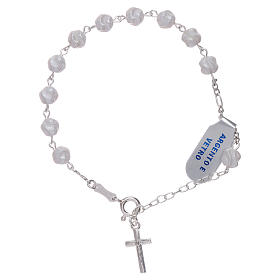 Zehner Armband Silber 925 Glasperlen 6mm mit Kreuz