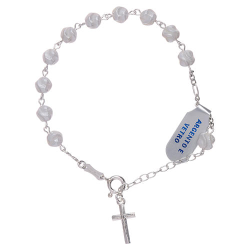Zehner Armband Silber 925 Glasperlen 6mm mit Kreuz 1