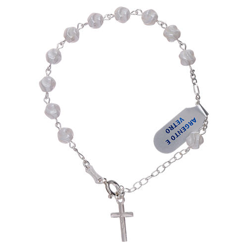 Bracelet with cross charm and 6 mm irregular shaped glass beads 2