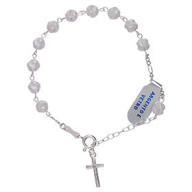 Bracciale con dettagli e croce argento 925 sfere 6 mm in vetro torchon