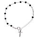 Bracelet with cross charm and 4 mm lava stone beads s1