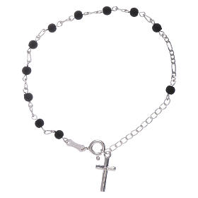 Bracciale croce argento 925 pallina lava vulcanica 4 mm