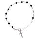 Bracelet with cross charm and 4 mm lava stone beads s2