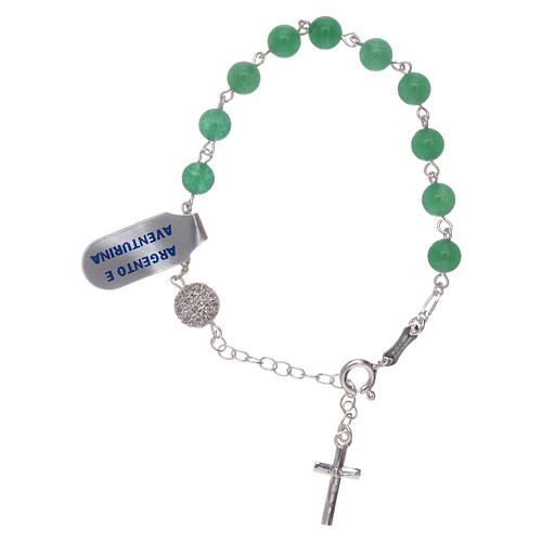 Bracelet with cross charm, aventurine  and zyrcons beads 1