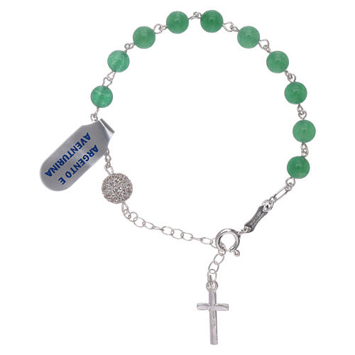 Bracelet with cross charm, aventurine  and zyrcons beads 2