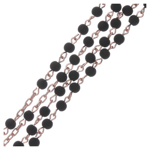 Lava beads rosary in pink sterling silver, 4mm 3