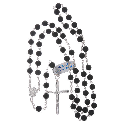 Lava beads rosary in sterling silver, 6mm 4