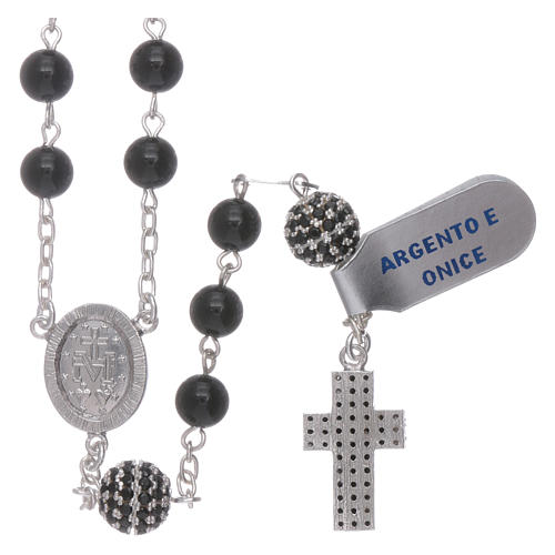Lava beads rosary in sterling silver, 6mm 6