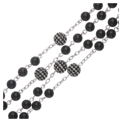 Lava beads rosary in sterling silver, 6mm 7
