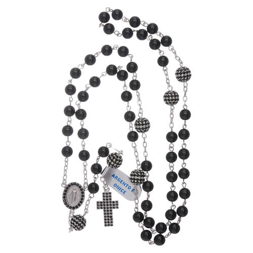 Lava beads rosary in sterling silver, 6mm 8