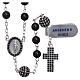 Rosary in 925 sterling silver decorated with zircons with 6 mm onyx beads, a medal and a pater s1