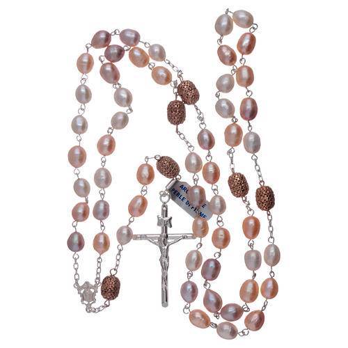Sterling silver rosary made with oval freshwater pearl beads, 7mm 4
