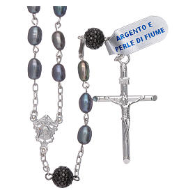 Sterling silver rosary made with oval baroque pearl beads, 4mm