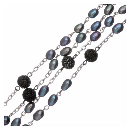 Chapelet perles eau douce baroques 4 mm ovales avec pater argent 925 3