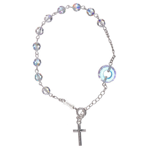 Sterling silver one decade rosary bracelet 6mm crystals 1