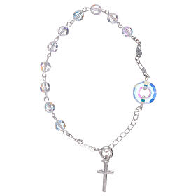 Sterling silver one decade rosary bracelet 6mm crystals