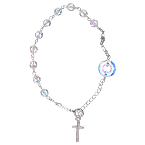 Sterling silver one decade rosary bracelet 6mm crystals 2