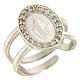 Miraculous Medal ring in sterling silver with transparent zircons s1