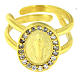 Anello argento 925 Madonna Miracolosa con zirconi bianchi bagnato oro s2