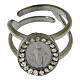 Miraculous Medal ring in black 925 silver with transparent zircons s2