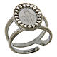 Miraculous Medal ring in black 925 silver with transparent zircons s1